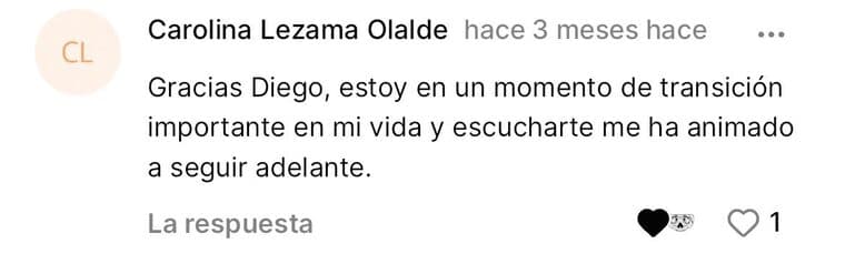 Carolina en la app: escucharte me ha animado a seguir adelante.