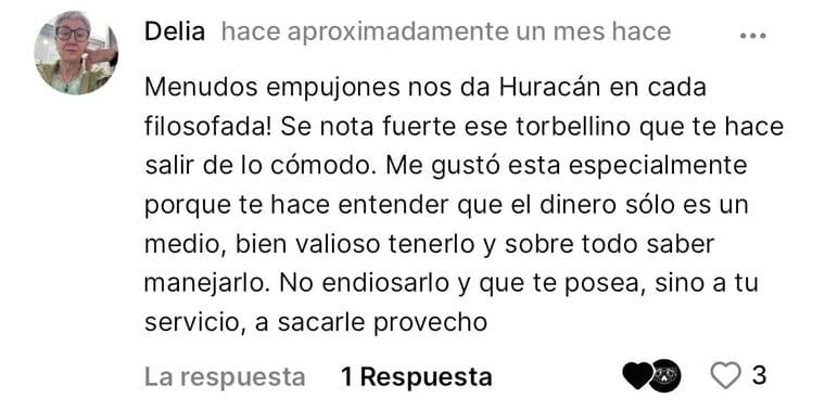 Delia en la app: menudos empujones nos da Huracán en cada filosofada.