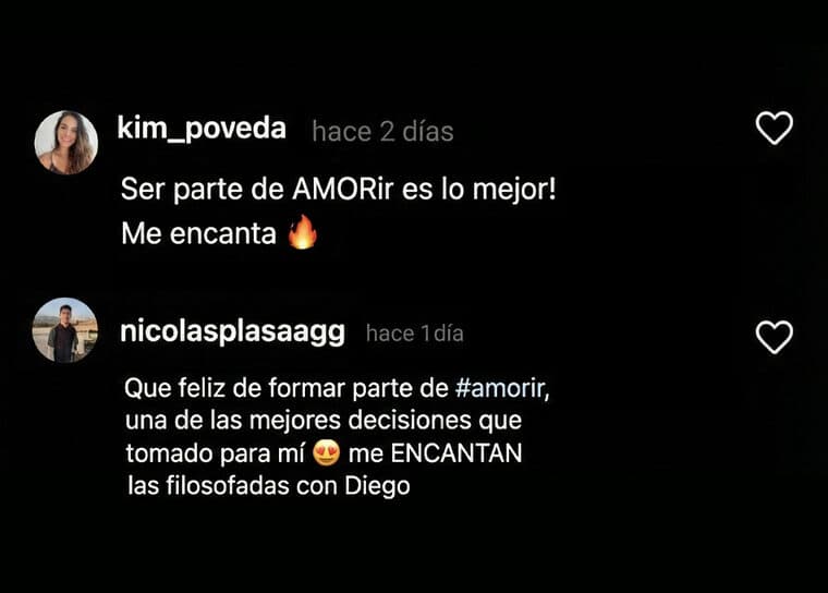 En Instagram: ser parte de AMORir es lo mejor; una de las mejores decisiones.
